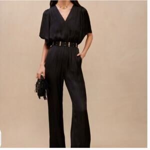 Maje Pachela V neck Straight Leg Black Jumpsuit 36 small